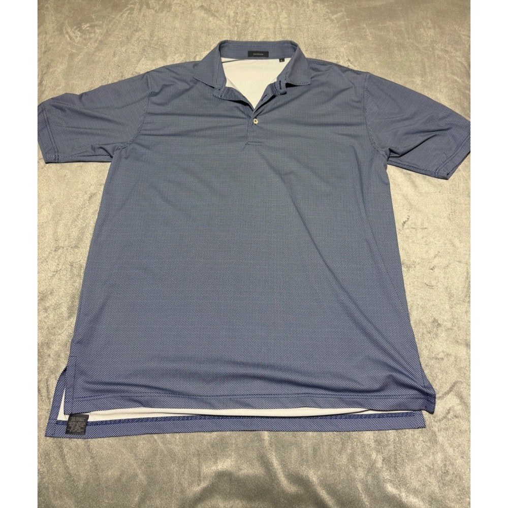 Turtleson Mens Size L Blue Short Sleeve 1/4 Button Polo Shirt